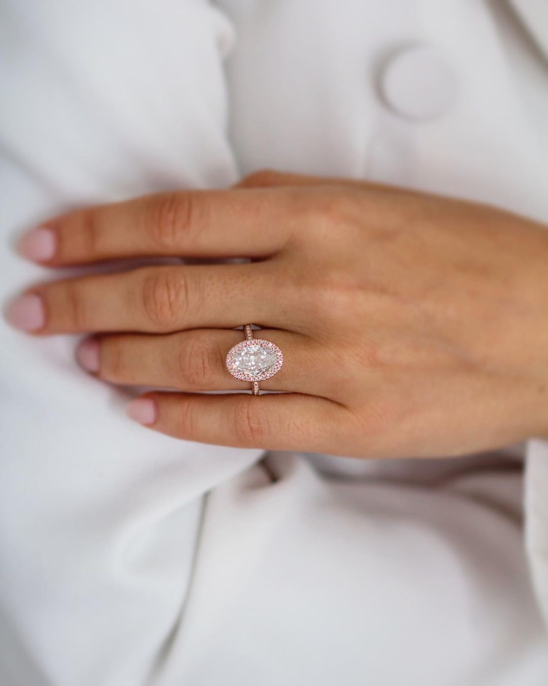 3.85 CT Oval Halo & Pave Moissanite Engagement Ring 1